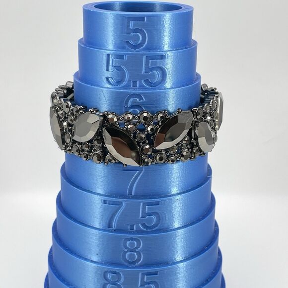 Black Gunmetal Tone Black Glass Rhinestone Bracelet Stretch Elegant Boho Goth - Picture 4 of 6